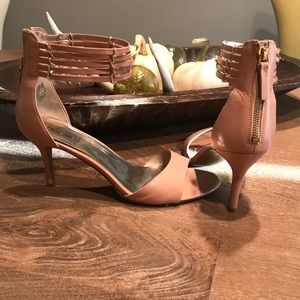 Nine West ankle zip blushed nude heel